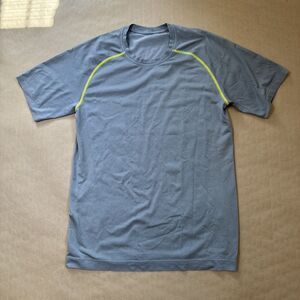 Lululemon Shirt Mens Small Stretch Your Head Metal Vent Gray Yellow Running
